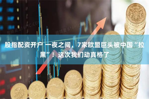 股指配资开户 一夜之间，7家欧盟巨头被中国“拉黑”！这次我们动真格了